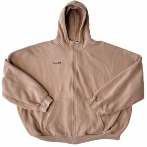 Comfrt Oversized Zip Hoodie 3XL Tan Beige Heavyweight Cozy Sweatshirt